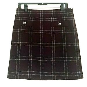 Ann Taylor Womens 6 Burgundy Gray Black Skirt